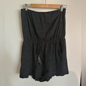 Black and White Striped Romper with Pockets